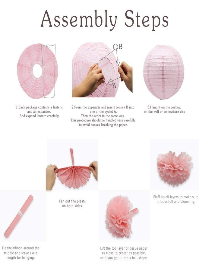 Meiduo Tropical Flamingo Party Honeycomb Decoration, Hawaiian Summer Party Supplies for Adults Kids Birthday Bridal Shower with Flamingo Paper Fans Pom Poms Flowers Paper Lanterns (Pink) - Image 3
